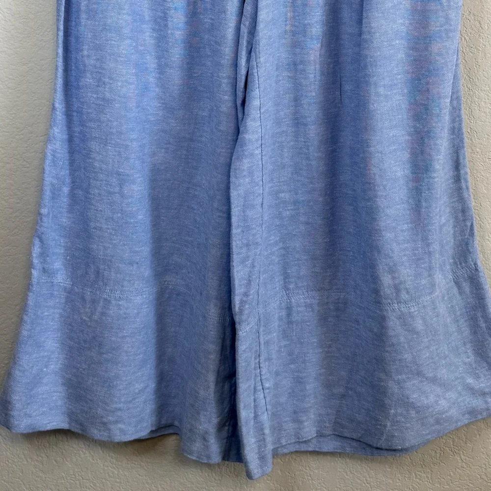 Banana Republic Blue High Rise Wide Leg Linen Blend Pull On Stretch Waist Pants